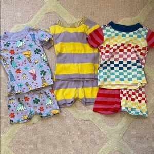 Hanna Andersson Pajama Sets- Disney Princess, Purple/Yellow Stripes, Checkered